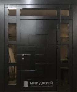 Металлическая дверь в дом с фрамугой верхней №12 внешняя - фото